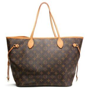 Authentic Louis Vuitton Neverfull MM Monogram Tote Shoulder Bag Brown Tan LV